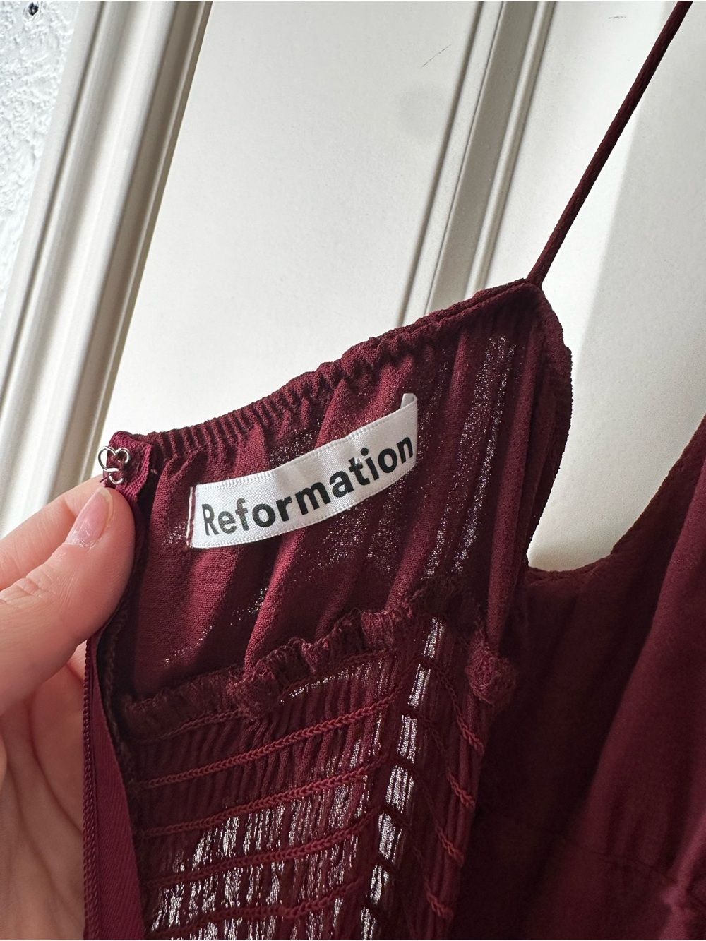 Reformation Burgundy Maroon Strappy Slip Ruffle Maxi Dress size 0 - Picture 2 of 15